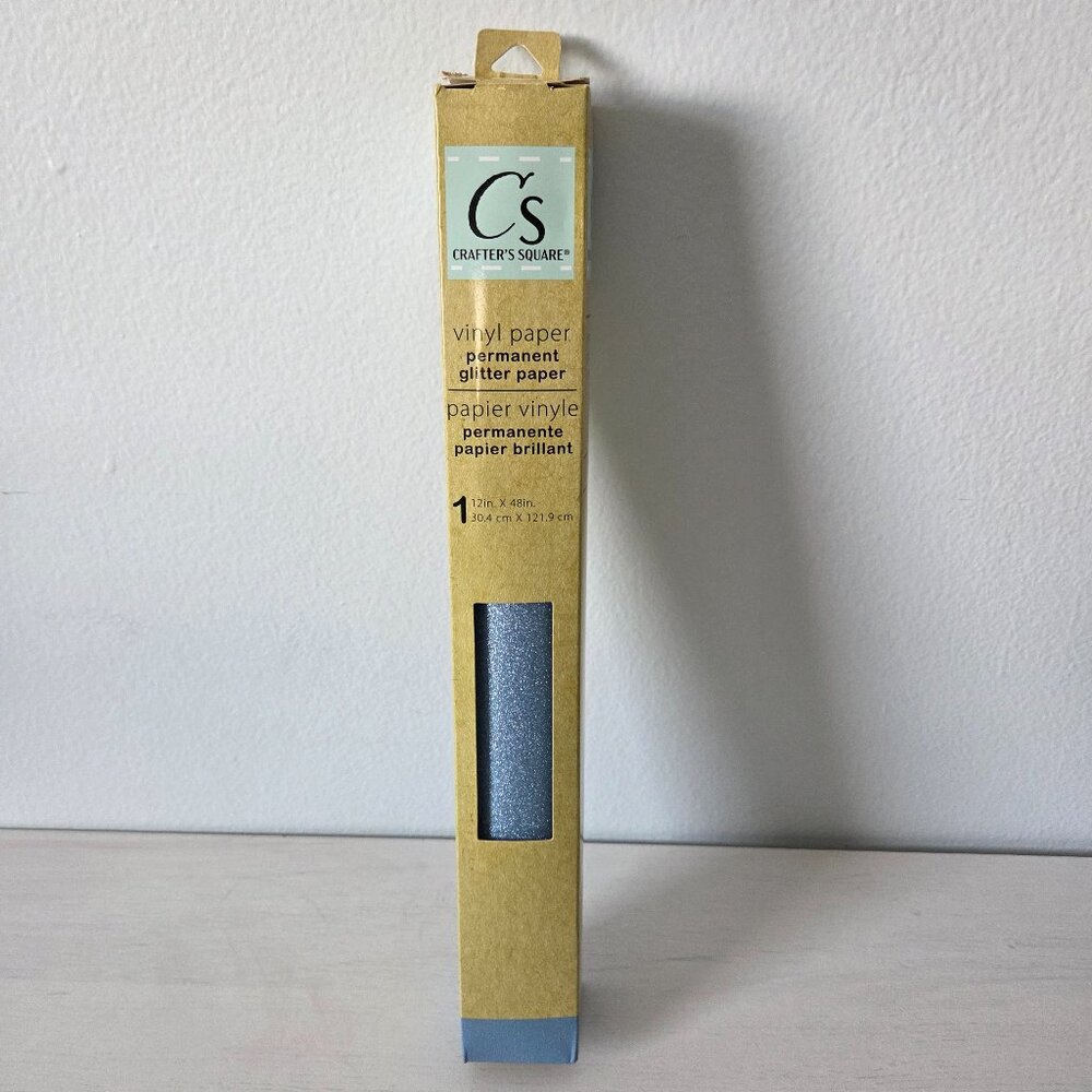 NEW Crafter's Square Blue Glitter Matte Permanent Vinyl 12"x48" Roll New in Box